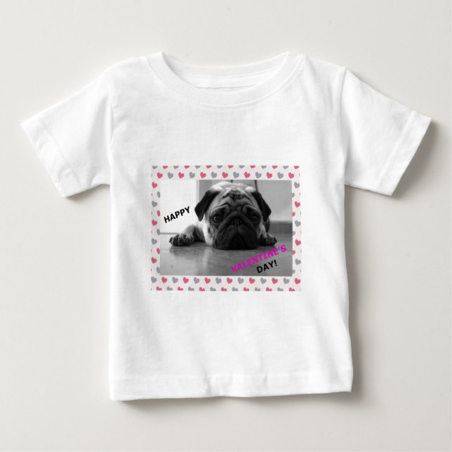 Camiseta De Bebé Pug Feliz Día de San Valentín (Anverso)