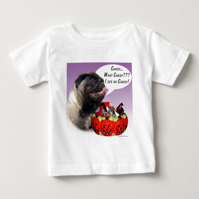 Camiseta De Bebé Pug (flauta) Halloween Candy (Anverso)