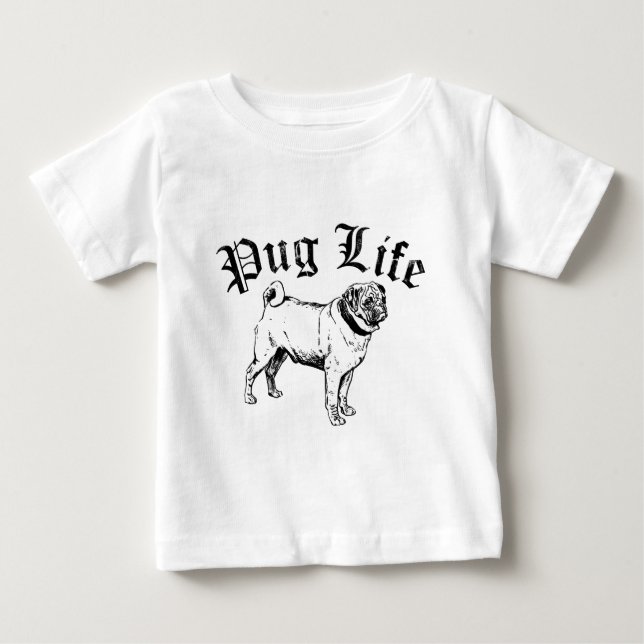 Camiseta De Bebé Pug Life Funny Dog Gangster (Anverso)