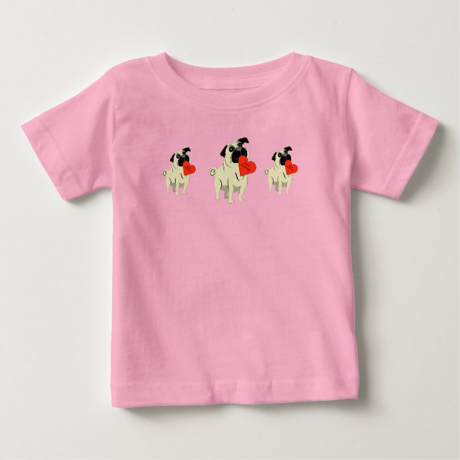 Camiseta De Bebé Pug sé mi San Valentín (Anverso)