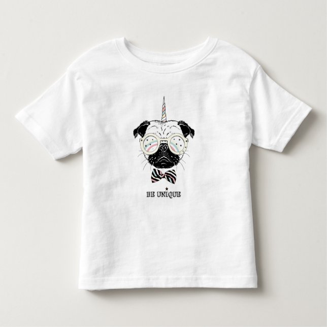 Camiseta De Bebé Pug Unicorn | Ser único (Anverso)