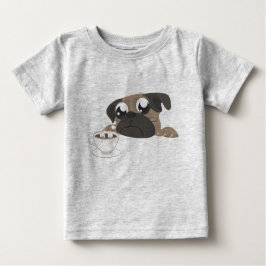 Camiseta De Bebé Pug y café