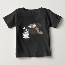 Camiseta De Bebé Pug y café