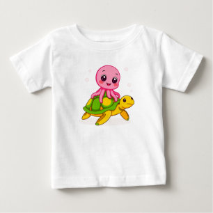 Camiseta De Bebé Pulpito de dibujos animados lindo montando una tor