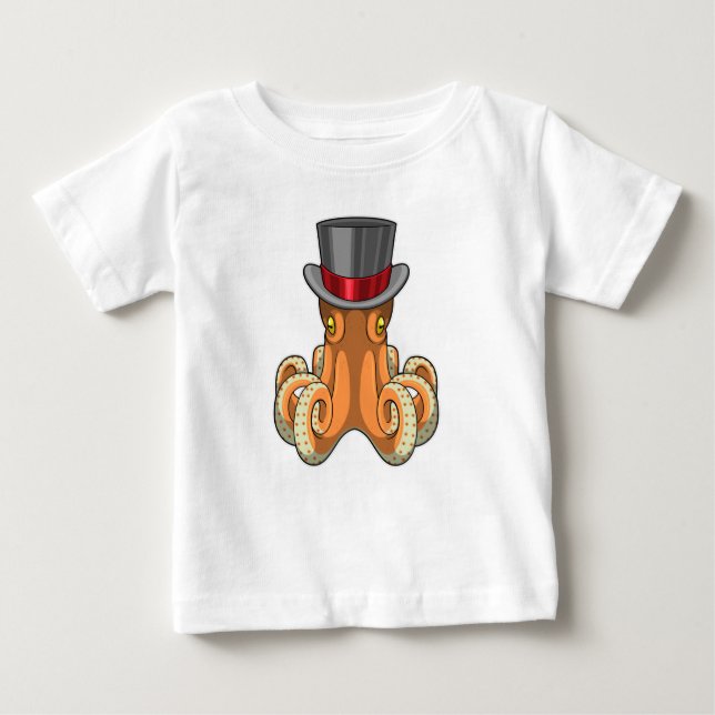 Camiseta De Bebé Pulpo como caballero con sombrero de copa (Anverso)