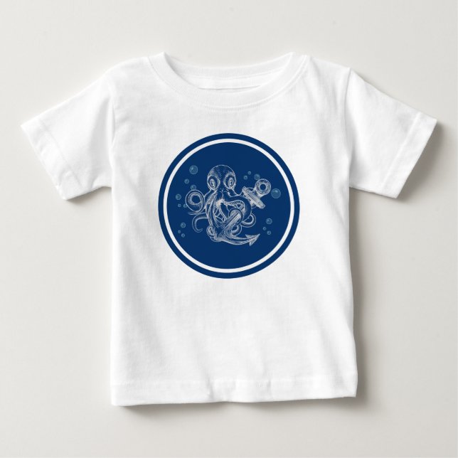 Camiseta De Bebé Pulpo con Ancla (Anverso)