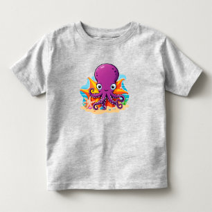 Camiseta De Bebé Pulpo de dibujos animados lindo en la playa solead
