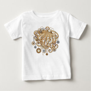 Camiseta De Bebé Pulpo Steampunk Retro Fantasía Mecánica