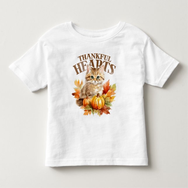 Camiseta De Bebé pumpkins, autumn leaves and a cute kitten (Anverso)