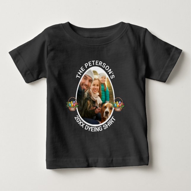 Camiseta De Bebé Pun de Pascua | Personalizado 2025 Foto de la fami (Anverso)