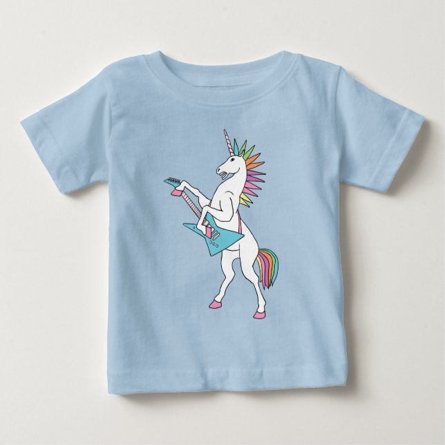 Camiseta De Bebé punk-roca-unicornio-jugar-guitarra-camisa (Anverso)
