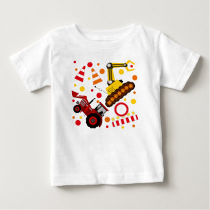 Camiseta De Bebé Punto de polka de construcción del bulldozer del t