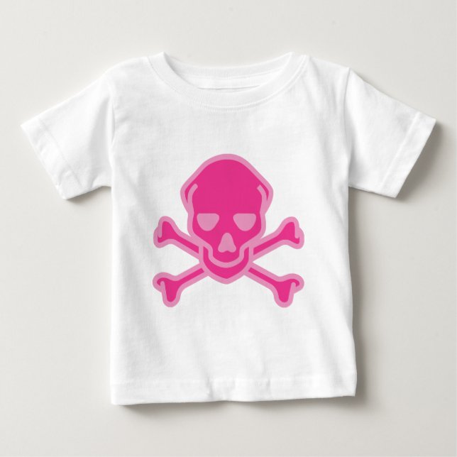 Camiseta De Bebé Punto Skull Bones punto Rosa (Anverso)