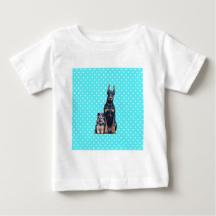 Camiseta De Bebé Puntos de Polka Azul de Yorkshire Terrier Doberman