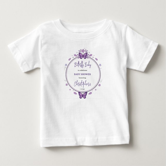Camiseta De Bebé Purple Butterfly Baby Girl Baby Shower  (Anverso)