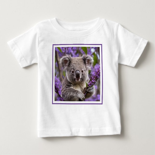 Camiseta De Bebé Purple Jacaranda Koala Bear, (Anverso)