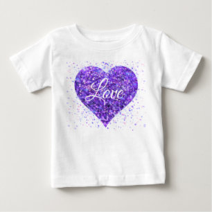 Camiseta De Bebé Púrpura lentejuelas, amor al graffiti valentina