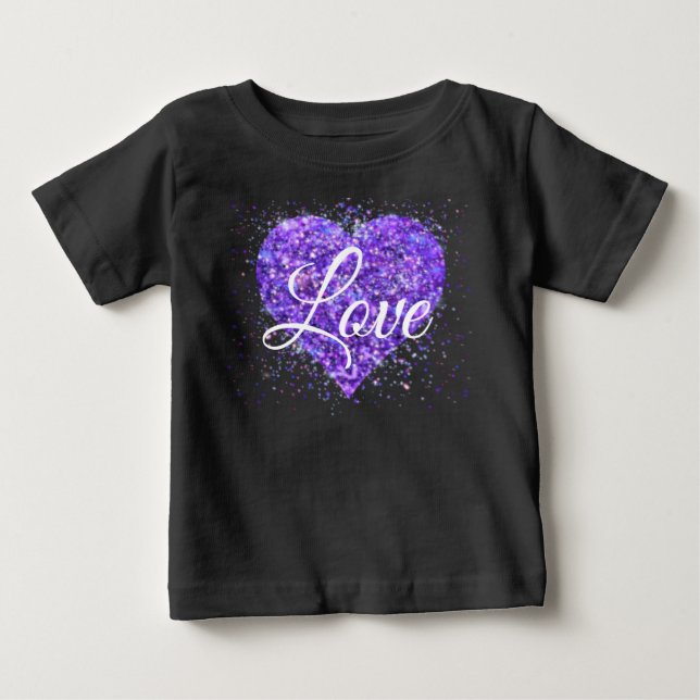 Camiseta De Bebé Púrpura lentejuelas, amor al graffiti valentina (Anverso)