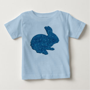 Camiseta De Bebé Purpurina azul Silhouette Easter Bunny Shirt