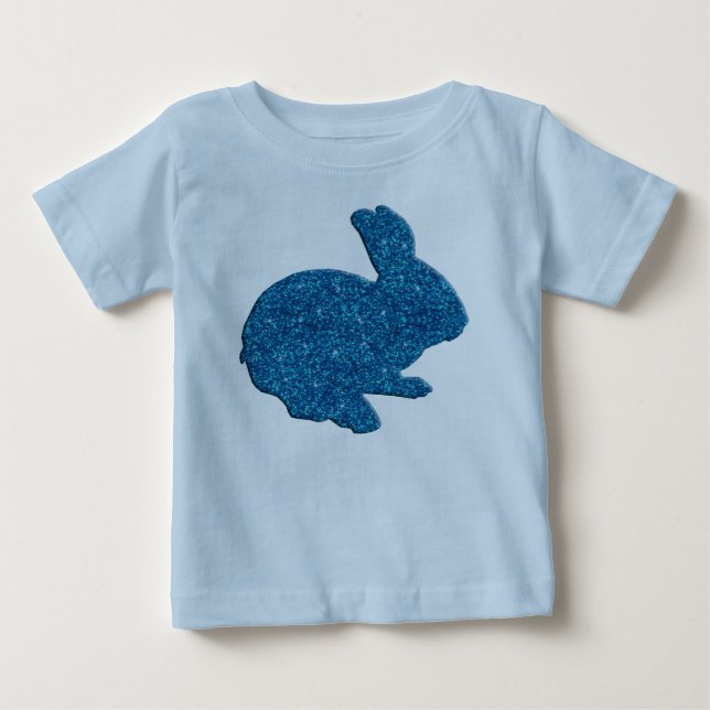 Camiseta De Bebé Purpurina azul Silhouette Easter Bunny Shirt (Anverso)