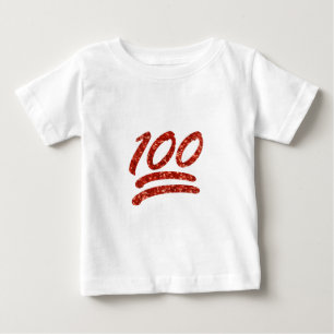 Camiseta De Bebé purpurina ciento emoji