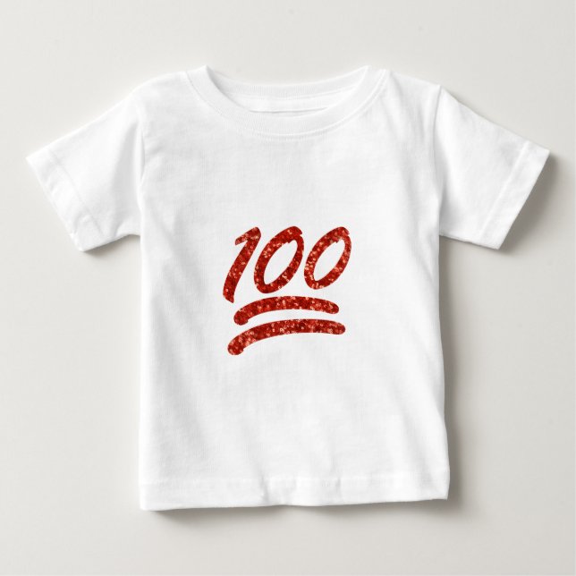 Camiseta De Bebé purpurina ciento emoji (Anverso)