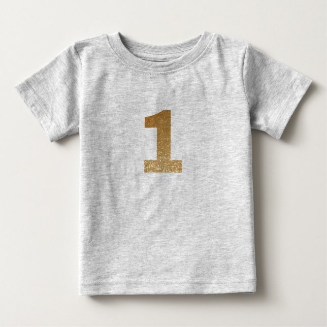Camiseta De Bebé Purpurina Cute Gold Primer Cumpleaños  (Anverso)