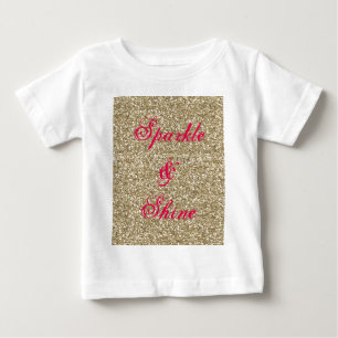 Camiseta De Bebé Purpurina dorado y rosa caliente Esparkle y brilla