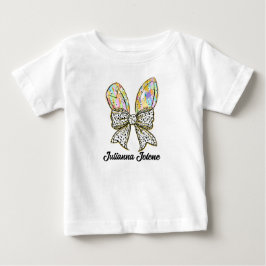 Camiseta De Bebé Purpurina Easter Bunny Ears con nombre personaliza