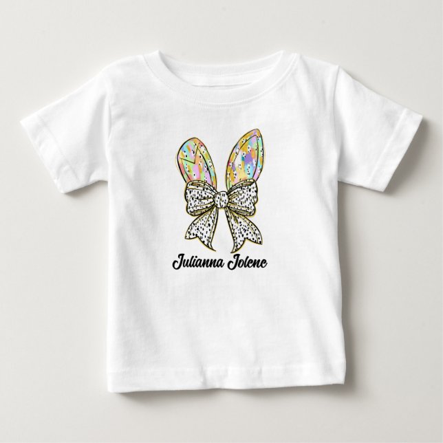 Camiseta De Bebé Purpurina Easter Bunny Ears con nombre personaliza (Anverso)