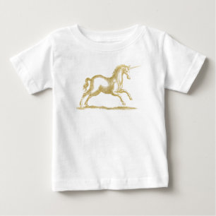 Camiseta De Bebé Purpurina Gold Unicorn Fantasy