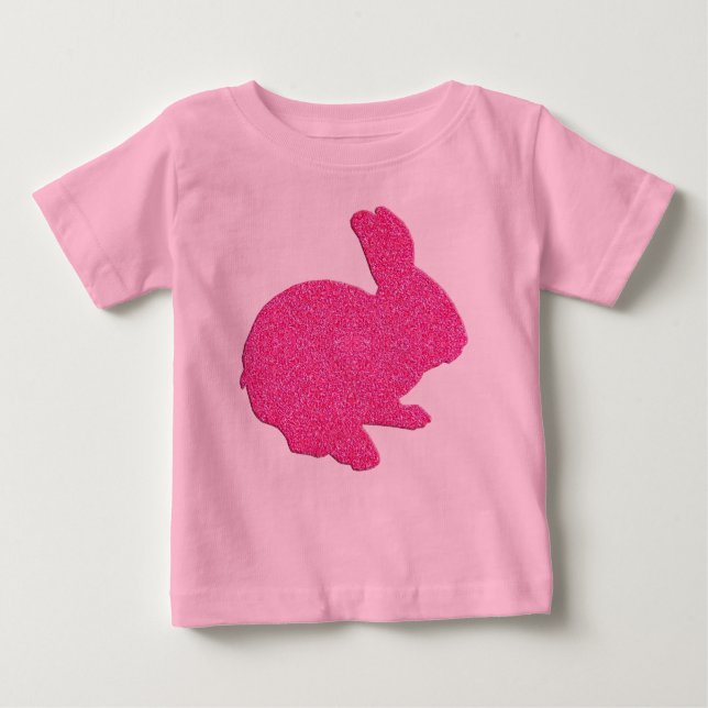 Camiseta De Bebé Purpurina rosa Silhouette Easter Bunny Shirt (Anverso)