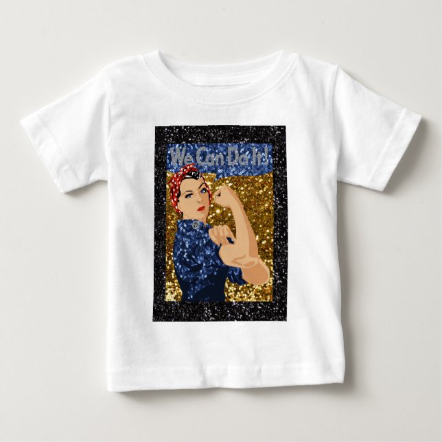 Camiseta De Bebé purpurina rosie the riveter (Anverso)
