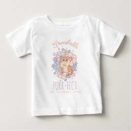 Camiseta De Bebé Purr-fect 1 cumpleaños Chica Kitty Cat Floral