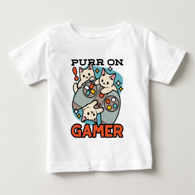 Camiseta De Bebé Purr on Gamer - Diseño de juegos para gatos (Anverso)
