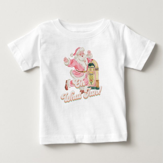 Camiseta De Bebé Qué Diversión, Chica Primer Cumpleaños Retro Rosa  (Anverso)