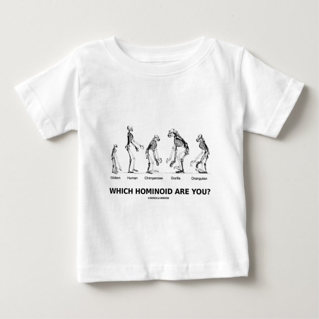 Camiseta De Bebé ¿Qué Hominoide Eres? (Esqueletos de Hominid) (Anverso)
