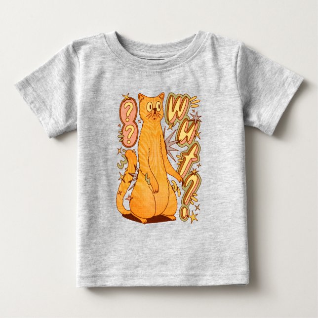 Camiseta De Bebé ¿Qué? / Un Ilustracion de gato Naranja (Anverso)