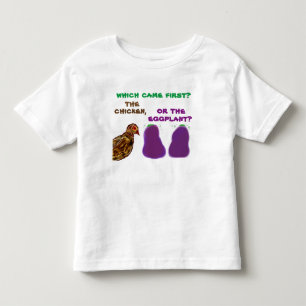 Camiseta De Bebé ¿qué vino primero? ¿el pollo o la berenjena? Tee