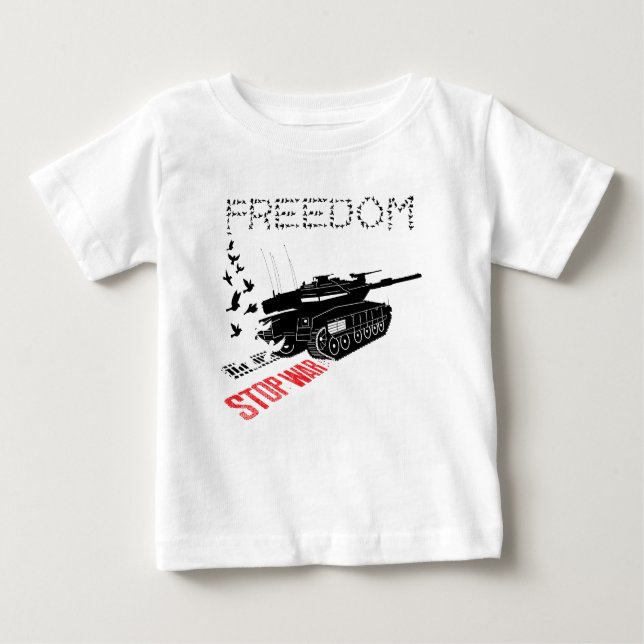 Camiseta De Bebé Queremos paz mundial y libertad, alto a la guerra (Anverso)