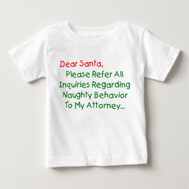 Camiseta De Bebé Querido abogado Santa - Carta divertida de Navidad (Anverso)