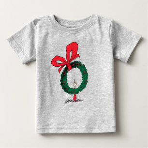 Camiseta De Bebé Quién se asoma a través de la corona de Navidad