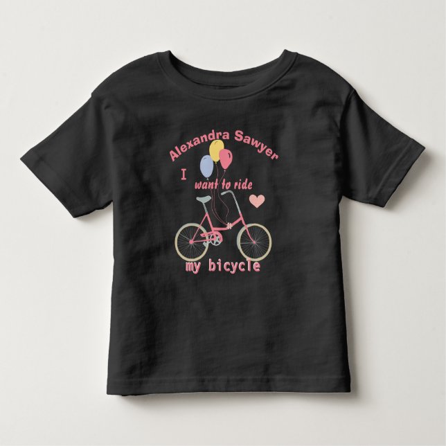 Camiseta De Bebé Quiero montar mi bicicleta Globos de Bicicleta Vin (Anverso)