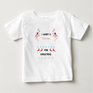 Camiseta De Bebé Quiero un flamingo para Navidades divertidos