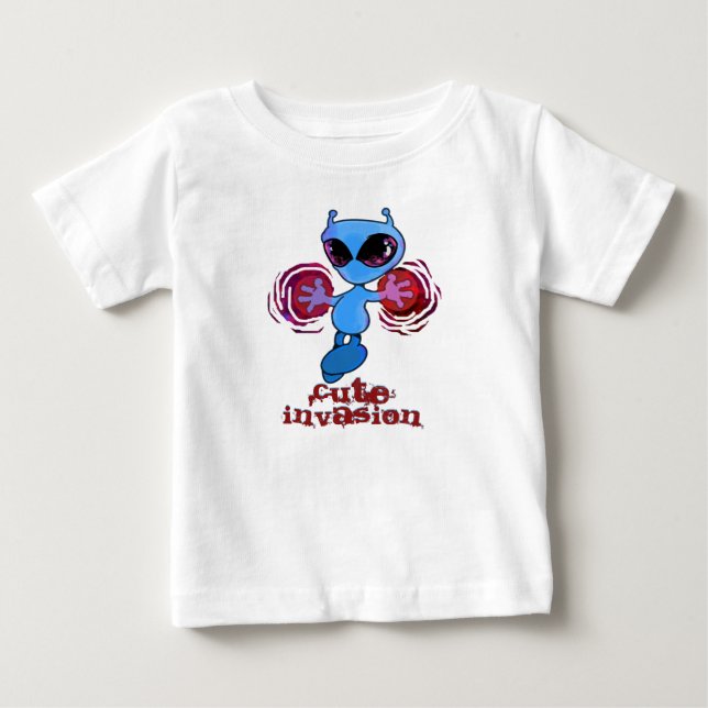 Camiseta De Bebé Qwiby: Invasión Cute (Anverso)
