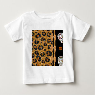 Camiseta De Bebé RAB Rockabilly Oro Estampado de Leopardo Calaveras