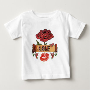 Camiseta De Bebé RAB Rockabilly San Valentín Rosas, Amor y Pintalab