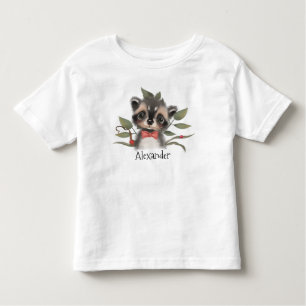 Camiseta De Bebé Raccón de Woodland con nombre de niño