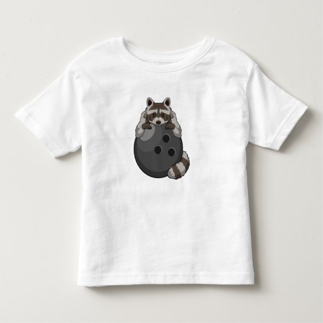 Camiseta De Bebé Raccoon en el Bowling con bolas (Anverso)