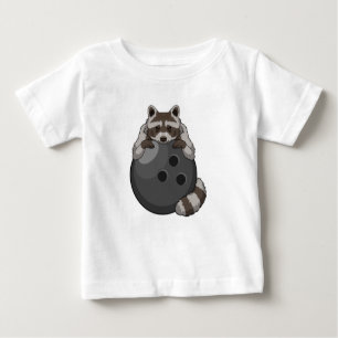 Camiseta De Bebé Raccoon en el Bowling con bolas